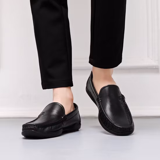 Classic Outdoor Travel Soft Rubber Sole Leather Business Men Leisure Casual Shoe