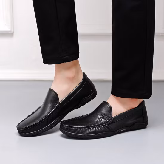 Classic Outdoor Travel Soft Rubber Sole Leather Business Men Leisure Casual Shoe