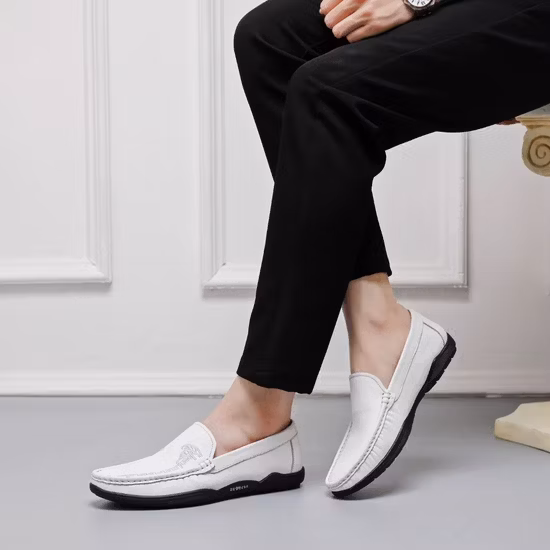 Classic Outdoor Travel Soft Rubber Sole Leather Business Men Leisure Casual Shoe