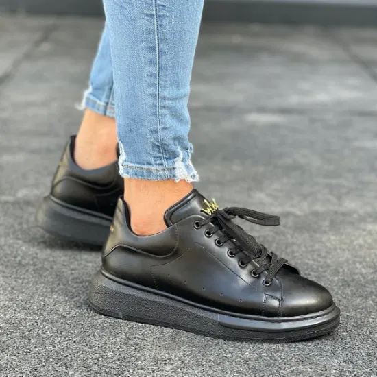 Sapatos masculinos e femininos com sola alta coroada, todos pretos, casuais, urbanos, feitos à mão, sapatos casuais, qualidade premium, tendência, oferta de atacado 2023